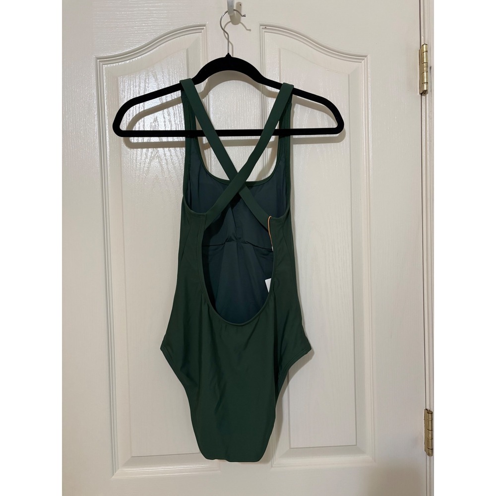 Quince Womens Forest Green Cross Back One Piece Swimsuit ATG001 Size XS NWT - Picture 4 of 9